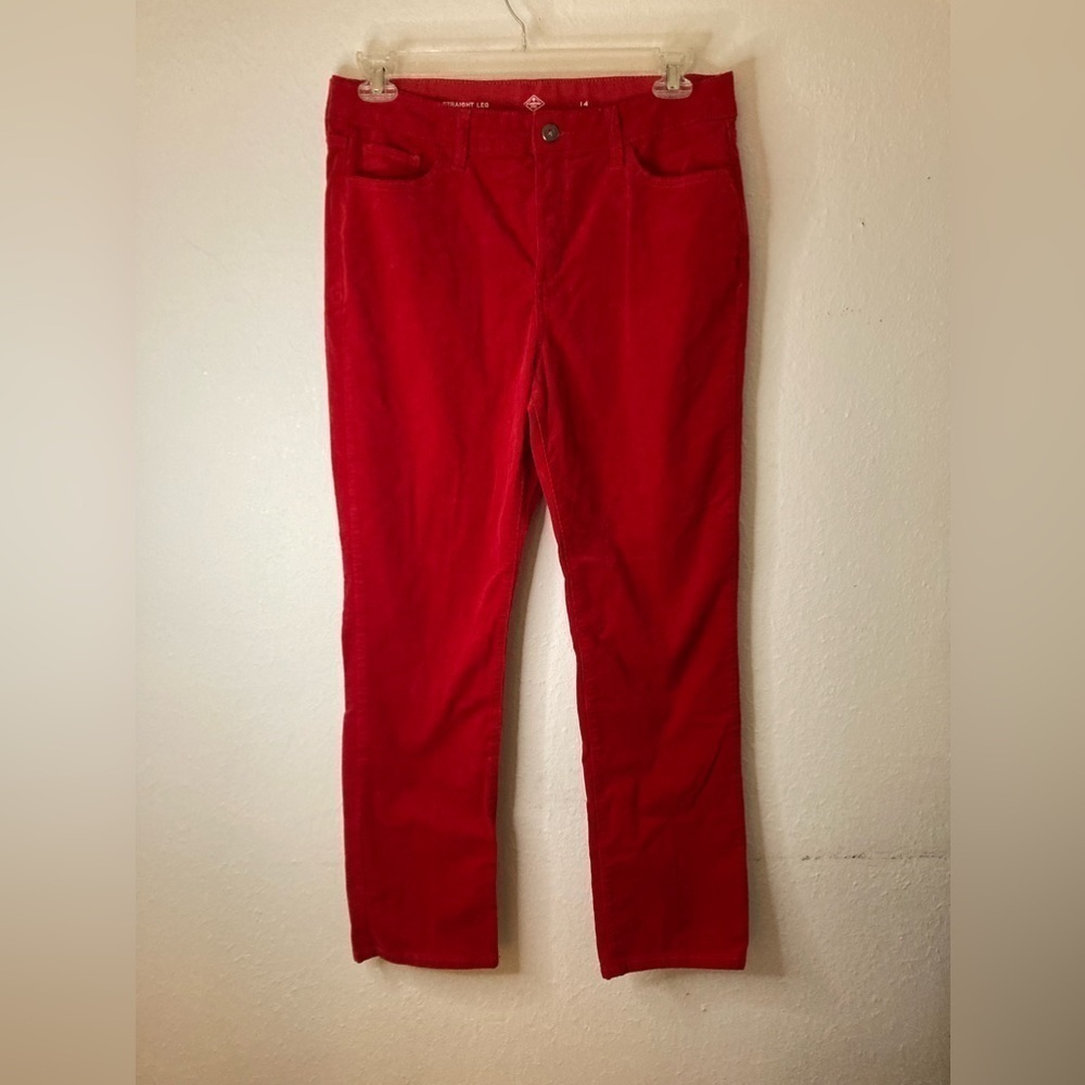 EUC St. John's Bay Straight Leg Corduroy Pants Red size 14